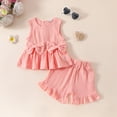 thumbnail image 2 of HCNTES Baby Girls Toddler Summer Outfit Set Short Sleeve T-shirt Elastic Waist Shorts 2 Piece Short Set Summer Pjs For 18-24 Months 2t 3t 4t 5t 6t 7t 8t 9t Kids Short Pajamas Set, 12-18 Months, 2 of 9