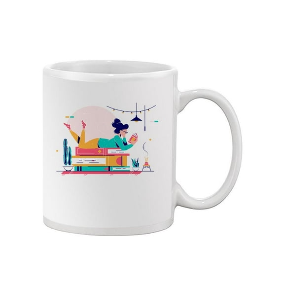 Reading On A Pile Of Books Mug Unisex's -Image by Shutterstock