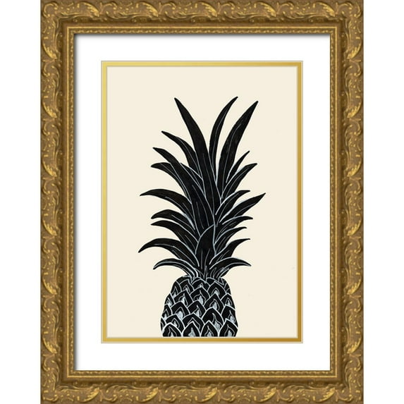 Uppsala Studio 11x14 Gold Ornate Wood Framed with Double Matting Museum Art Print Titled - Black Pineapple