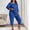 Blue, variant on Xdegoge Womens Plus Size Pajama Sets 2 Piece Pajamas Boat Neck 3/4 Sleeve and Capri Pants Matching Set Loose Comfortable Lounge Summer Sleepwear