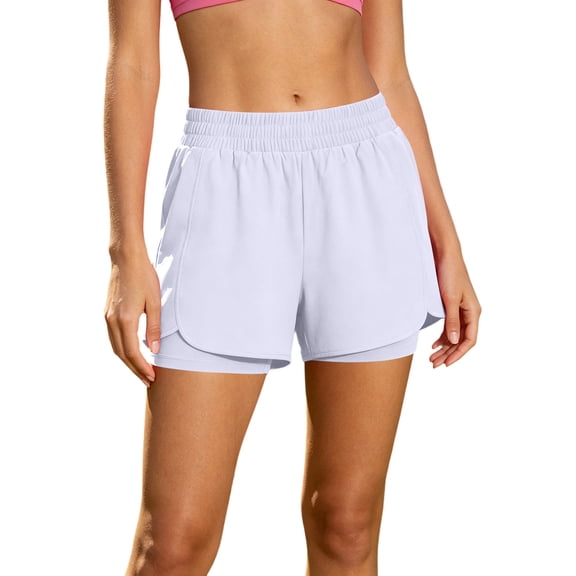 BUIGTTKLOP Women's 2 in 1 Athletic Running Shorts with Liner Zipper Pocket High Waisted Gym Workout Tennis Shorts for Women