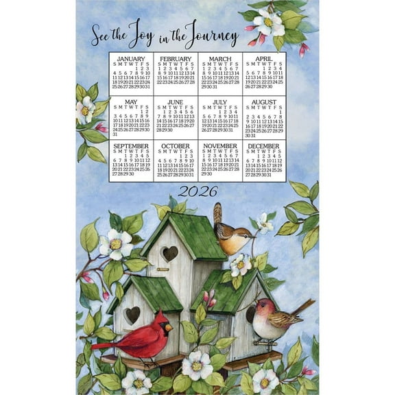 Kay Dee Designs, Birdhouses 2026 Calendar Towel, 17.5'' X 27.5'', 12-Month Calendar with Adhesive Binding