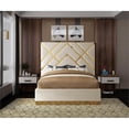 thumbnail image 4 of Pemberley Row Velvet Cream King Bed Rectangular Contemporary 68" Unassembled, 4 of 6