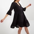 thumbnail image 6 of QUYUON Women Tunic Swing Dress Casual Loose V-Neck Puff Short Sleeve Summer Dresses Pleated A-Line Ruffle Dress Cocktail Party T-Shirt Short Dresses Beach Sundress, Black S, 6 of 7