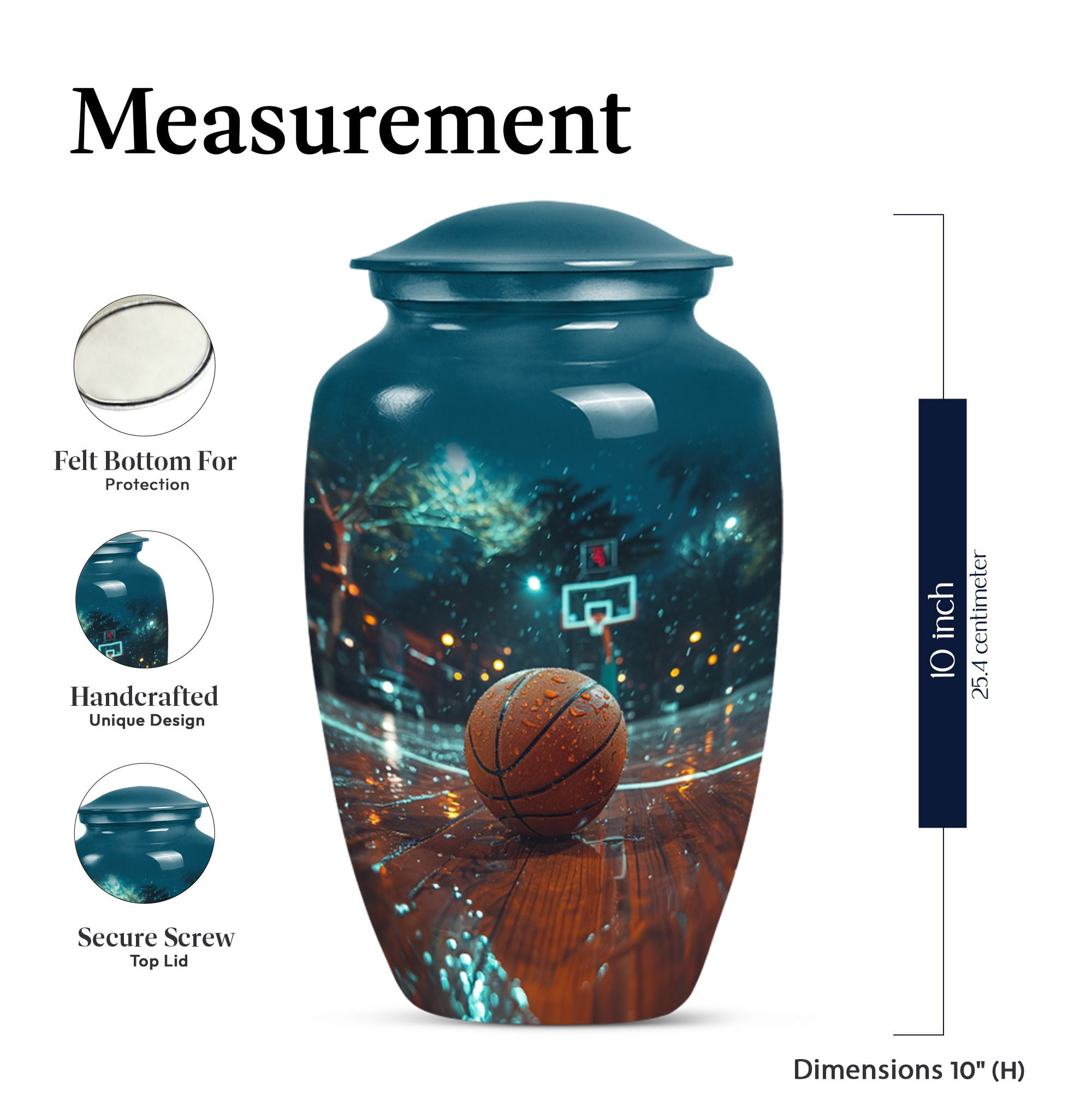 KARYLIZ Basketball Burial Urns for Adult Human Ashes - Blue Set of 5 - 10" Large and 4 Mini Keepsake Memorial - Mini Funnel - Large Urns for Ashes Adult Female - Urn For Male - Memorial Keepsake