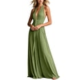 thumbnail image 5 of Karymi Halter Deep V Maxi Dress, Sleeveless Twist Front High Slit Backless Flowy Vacation Evening Gown Easter Dresses for Women, 5 of 6