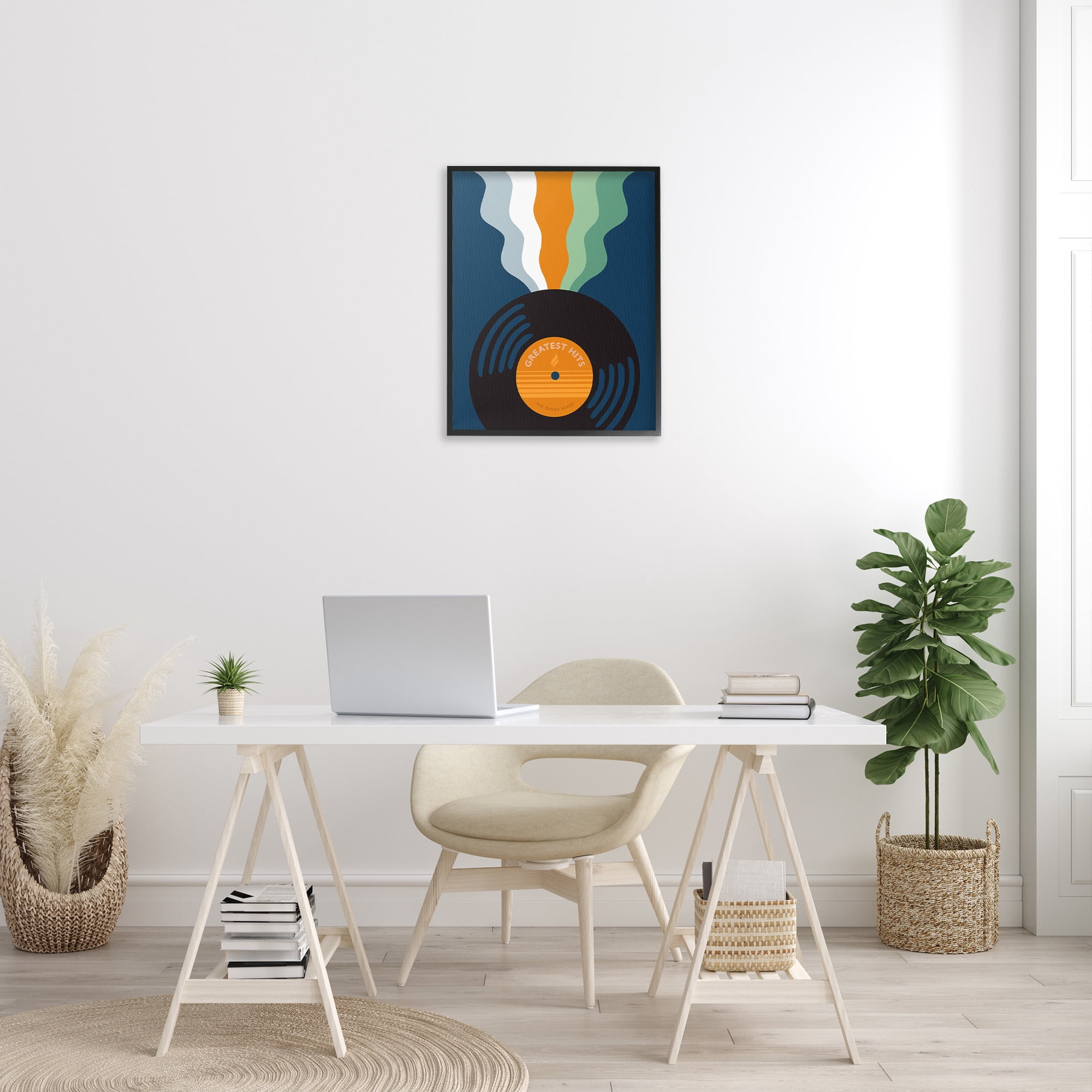 Stupell Industries Groovy Vinyl Record Novelty Painting Black Framed Art Print Wall Art, 24 x 30