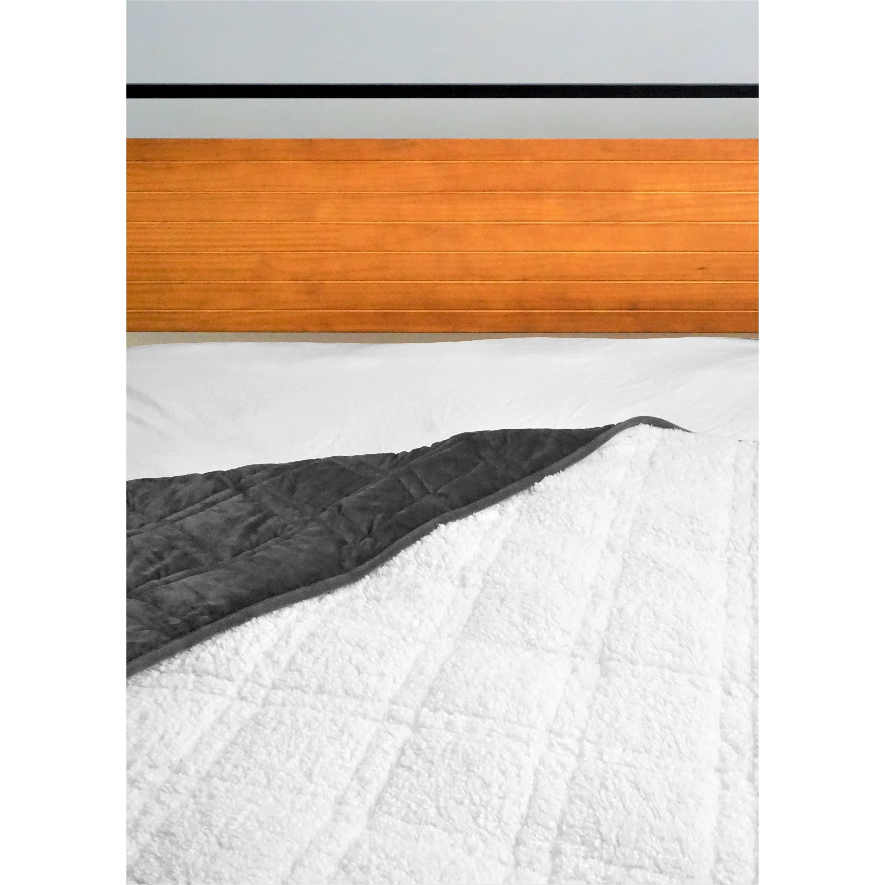 Sherpa Fleece P&R Weighted Blanket - Luxuriously Soft, Cozy, Warm Grey/Sherpa White 60"x80"- 15lb
