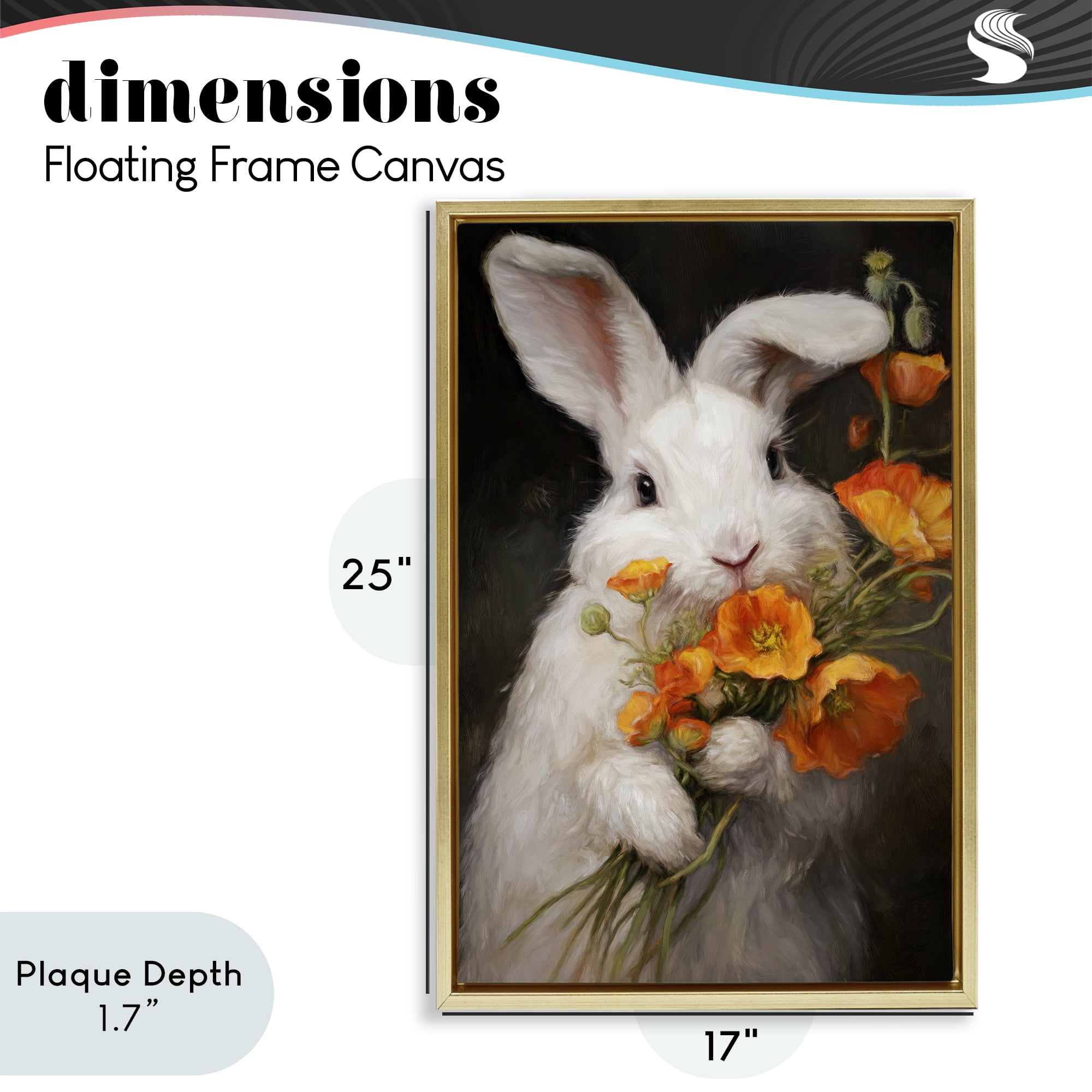 Stupell Industries Floppy Loves Her Poppies Gold Framed Floater Canvas Wall Art, design by Tina LeCour