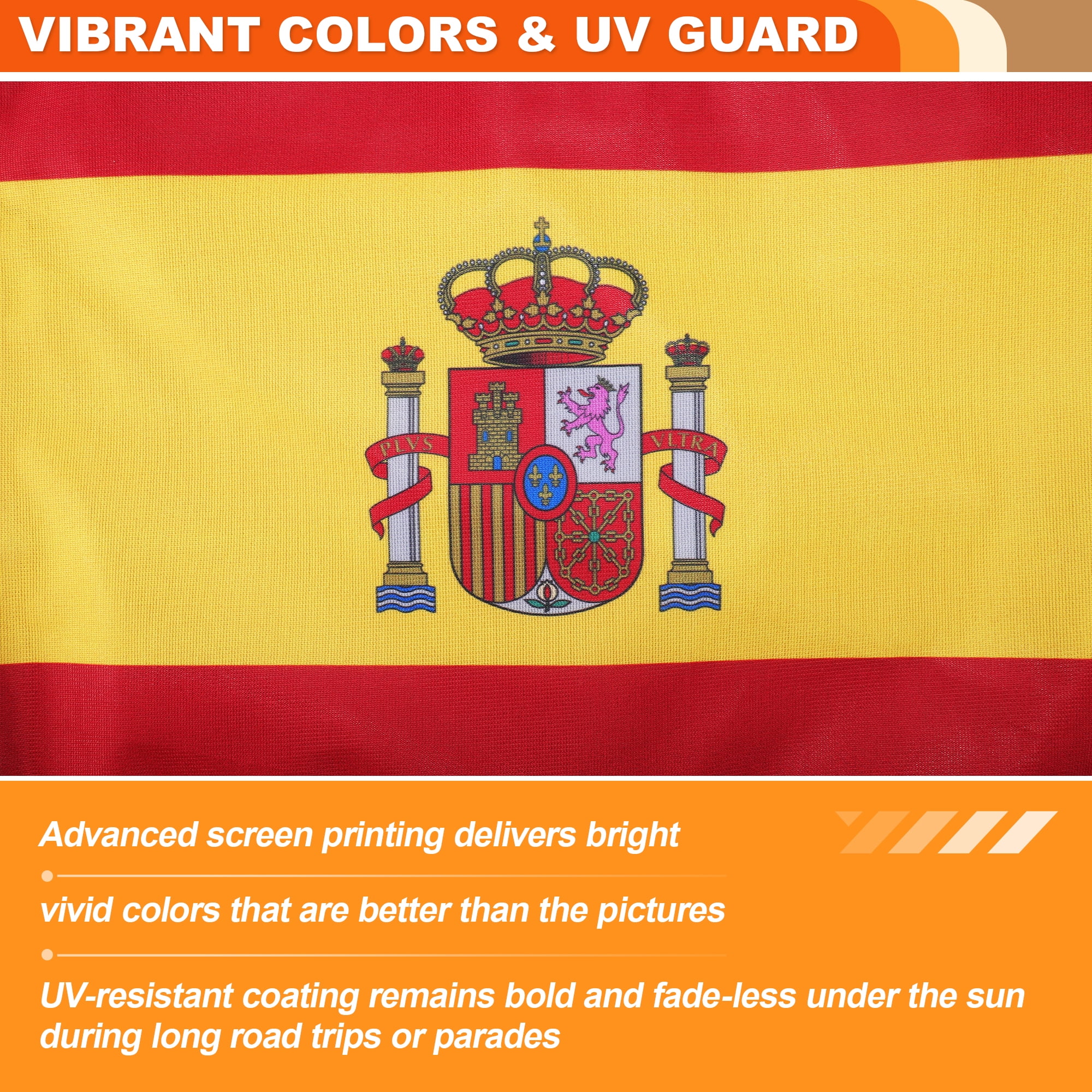 Unique Bargains 2Pcs Heavy Duty 2-Ply Polyester Spanish Flags with 17.5" Pole