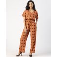 thumbnail image 2 of Moomaya V Neck Full Leg Printed Rayon Jumpsuit - Women's Elegant Jumpsuit, 2 of 9
