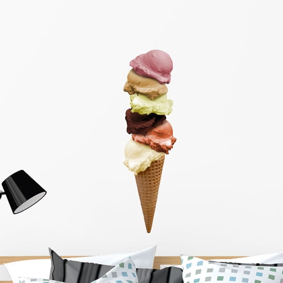Vanilla Ice Cream Strawberry Wall Decal by Wallmonkeys Peel and Stick Graphic (36 in H x 11 in W) WM51947