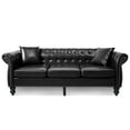 thumbnail image 6 of PPorfamilia 83'' 3-Seater Chesterfield Sofa with Rolled Arms, Upholstered Sofa Padded Seat, Faux PU Leather Couch, Button Tufted Sofa with Nailhead Trim and Backrest for Living Room, Black, 6 of 7