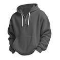thumbnail image 6 of LNZGNM Mens Hoodies Pullover Waffle Solid Big and Tall Sweatshirts 1/4 Zip Up Long Sleeve Drawstring Shirts with Pockets Athletic Outdoor Tops,Dark Gray 2XL, 6 of 7
