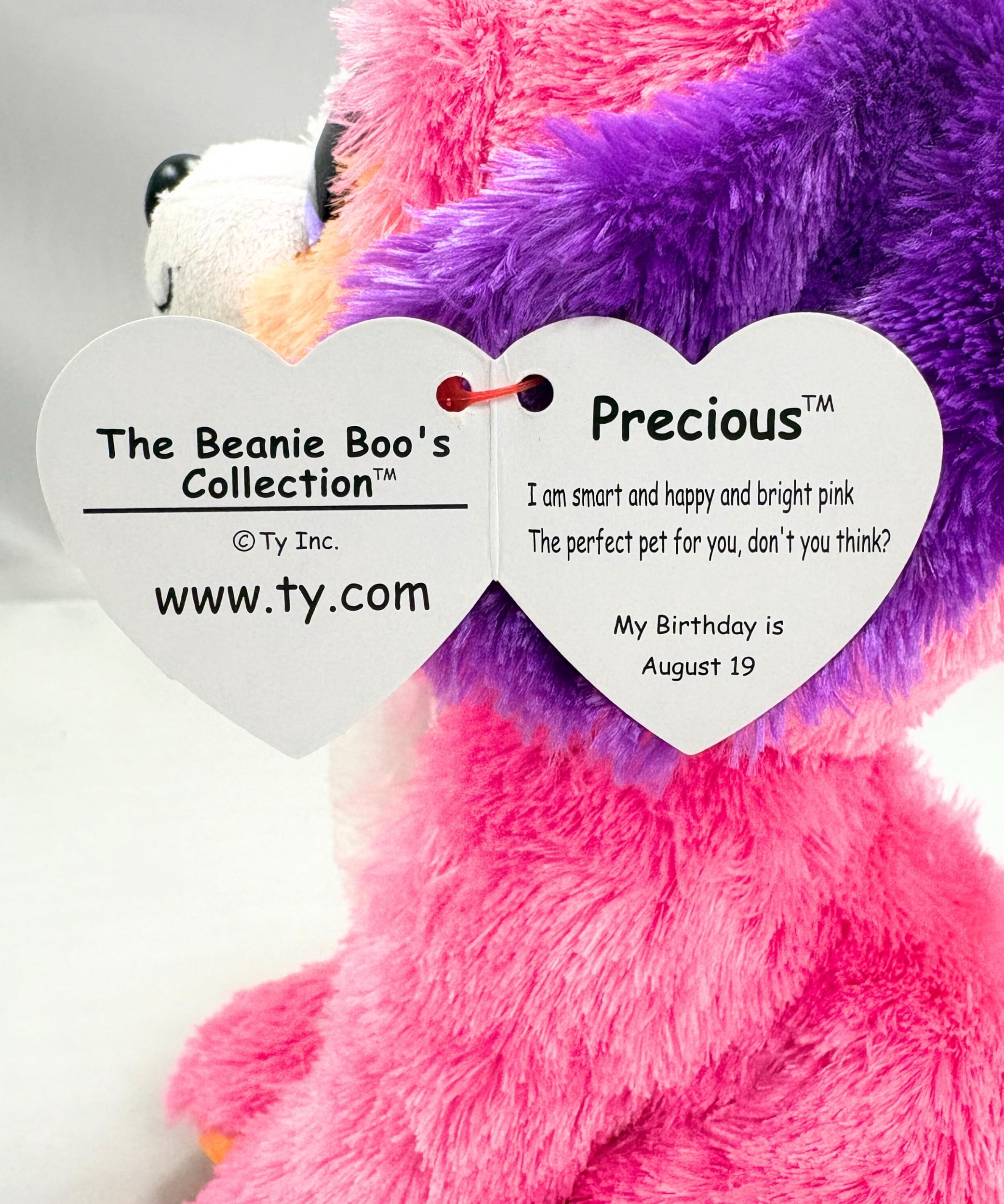 Ty Beanie Boo Plush Stuffed Animal, Precious the Pink Dog, 9 Inch