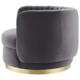 thumbnail image 4 of Armchair Swivel Accent Tufted Chair, Gold Gray Grey, Velvet, Modern Contemporary, Living Lounge Cafe Room Hotel Lobby Hospitality, 4 of 7