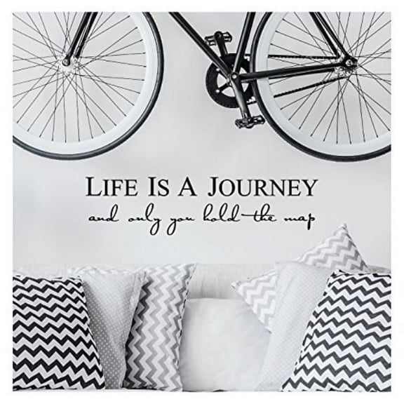 Life is a journey and only you hold the map vinyl lettering self adhesive decal (9"H x 36"L, Black)