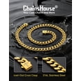 thumbnail image 3 of ChainsHouse 9MM Cuban Link Chain Necklace for Men Women 22 Inch 14K Gold Plated Chunky Chain with Sparkling Cross Clasp Necklace Jewelry Gift for Father's Day Valentines, 3 of 7