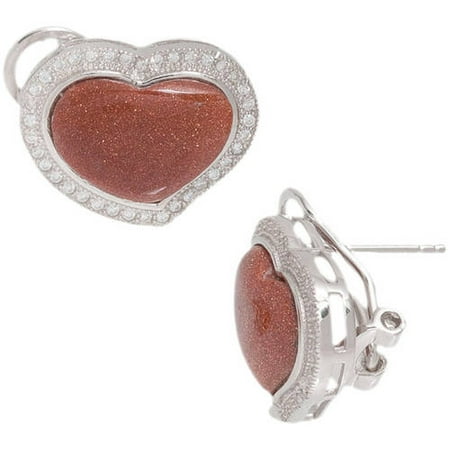 Pori Jewelers Pave Gold Stone Sterling Silver Heart Earrings