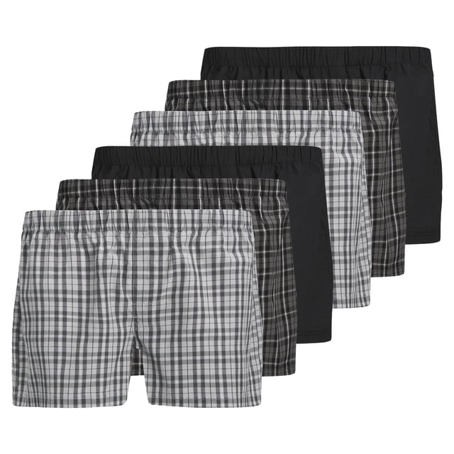 JACK&JONES boxers tejidos para hombre, pack de 6 - JACMILANO WOVEN BOXERS 6 PACK , algodón Negro/Gris XL (X-Large)