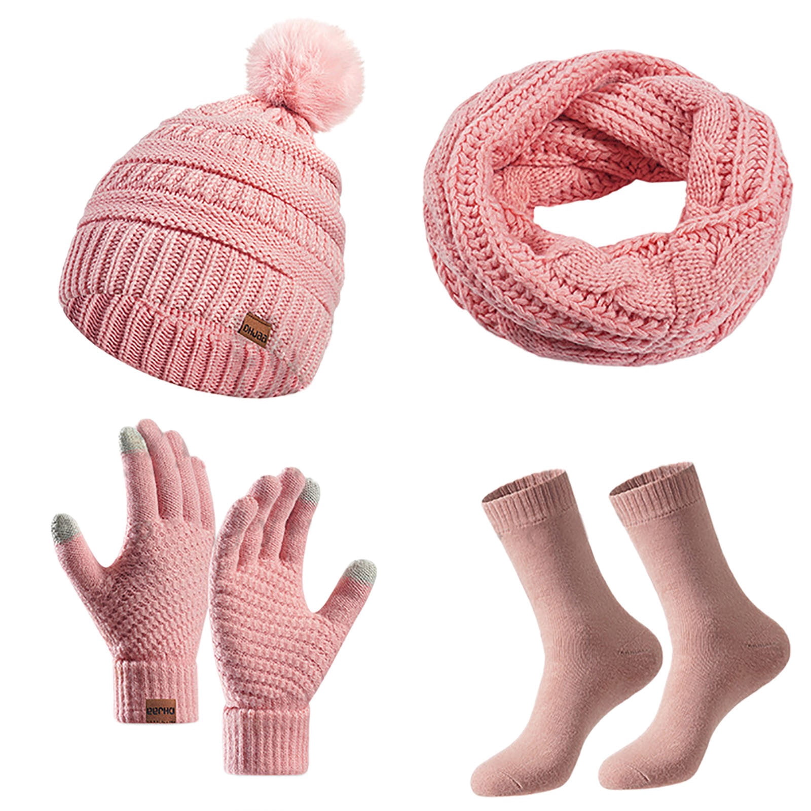 4in1 Set Winter Hat Scarf Gloves Sock for Men and Women Buy Navy Blue Cable Knit Hat Gloves & Scarf 3 Piece Set (3  main image 2