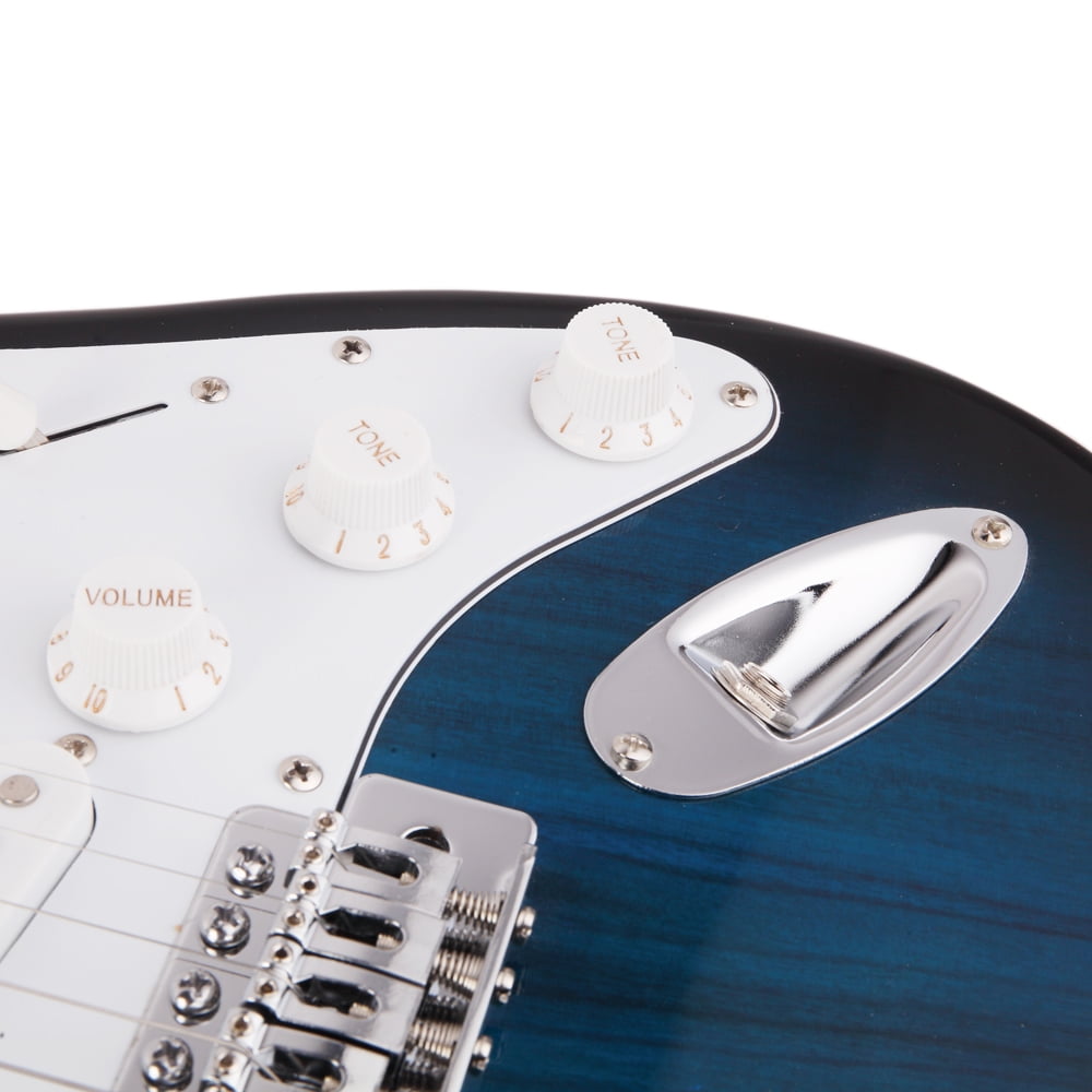 Private Jungle 39" Rosewood Fingerboard Electric Guitar with Gigbag ​Strap Amp Wire Tremolo Arm Cord for Adult Student Beginner,Blue