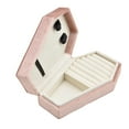 thumbnail image 4 of Joyero de terciopelo, estuche de viaje para joyas, organizador protector con compartimentos para joyas. rosa un, 4 of 9