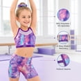 thumbnail image 4 of 2PCS Gymnastics Leotards for Girls, Hollow Back Design Sparkly Dance Biketards with Shorts Ballet Tumbling Outfit for Girl 5-10 Years, 4 of 12