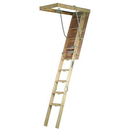 Wood Attic Ladder - Louisville Ladder 25.5x54 Wood Attic Ladder, 250-pound Load Capacity, L254P
