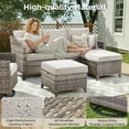 thumbnail image 3 of Unnifurnzi 3 Pieces Outdoor Couch Set-All Weather Wicker Outdoor Couch with Patio Ottoman High Back Patio Sofa Set for Porch Balcony Deck-Gray/Beige, 3 of 7