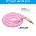 thumbnail image 3 of Uxcell 5 Feet Pink Velvet Stanchion Rope, Crowd Control Barrier Rope with Snap Hook, Golden, 3 of 6
