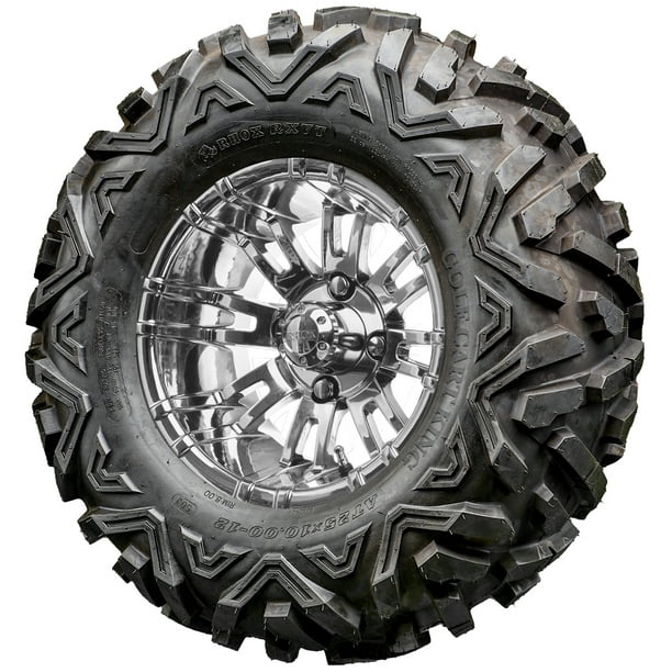 Golf Cart Wheels And Tires 12 Rhox Rx272 Chrome W All Terrains Set Of 4 Walmart Com Walmart Com