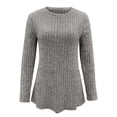 thumbnail image 5 of KBZDBZC T Shirts for Women Women's Autumn and Winter Round Neck Long Sleeved Stripe Loose Casual T Shirt Summer Tops (Gray,XXL), 5 of 5