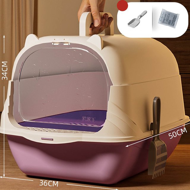 BKER Enclosed Cat Litter With Litter Pads For Indoor Cats Odor Control Privacy Tray