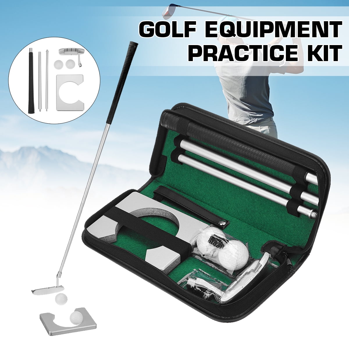 Golf Right Hand Putter Training Set Portable Indoor Outdoor Golf Accessory Practice Kit