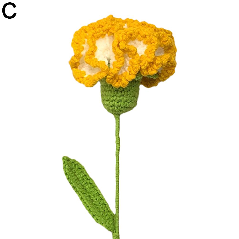 Handmade Crochet Knitted Carnation Wild Flower BouquetxpC W2D4