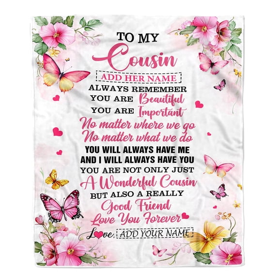 To My Cousin Blanket From Family You Are Beautiful Birthday Cousin Graduation Fleece Blanket, 30x40in Fleece Blanket
