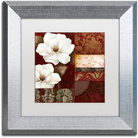 Trademark Fine Art "Flores Blancas III" Canvas Art by Color Bakery White Matte, Silver Frame