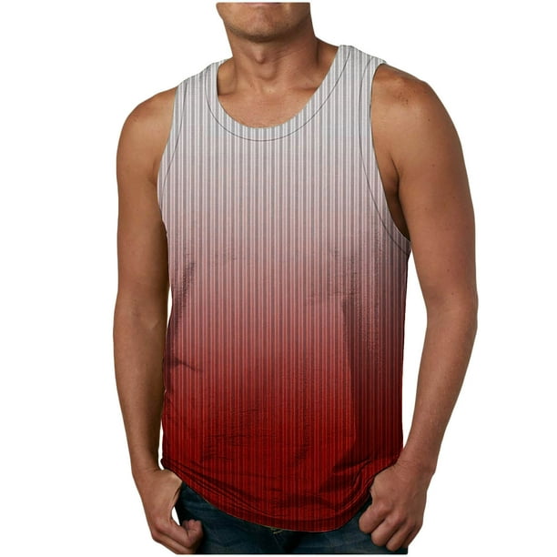 Tanques para Hombre para el Verano Solto Chaleco Impresión Deportivo Cuello Redondo, Casual