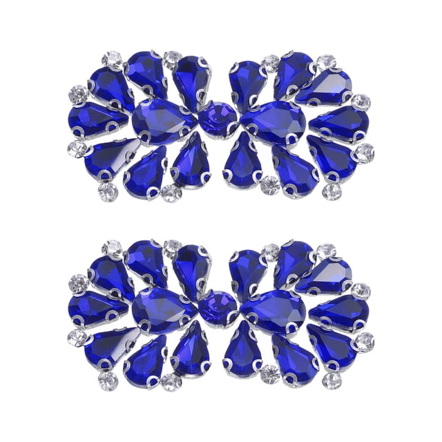 Uxcell 2 Paquete Aplique de Cristal de Rhinestone, Parche de Rhinestone para Planchar, Aplique de Costura de Cristal para Cinturón de Novia, Vestido de Boda, Zapatos, Bolsas, Azul Zafiro