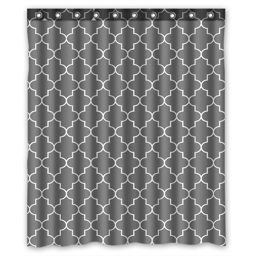 GCKG Classic Grey and White Quatrefoil Waterproof Polyester Shower