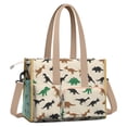 thumbnail image 2 of Teacher Tote Bag,Beige Cartoon Dinosaurs Silhouettes Pattern Teacher Utility Tote Bag,Large Work Tote Bags for Women with Multiple Pockets,Top Zipper Closure,13.8x10.6x6.7 Inch, 2 of 5