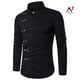 thumbnail image 1 of Am hombres manga larga Turn Down cuello Diagonal doble botonadura botones camisa de algodónpangjing, 1 of 3