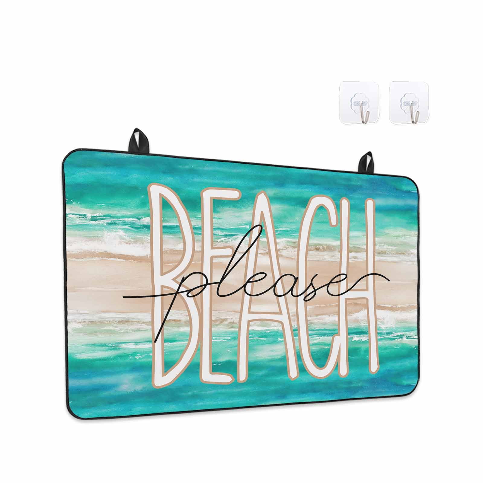 Summer Turquoise Beach Stove Top Cover for Electric Stove, Heat-proof & Non Slip Glass Top Stove Cover Protector, Sand Coastal Waves Gradient Kitchen Flat Cooktop Rubber Mat 24x21 Inches