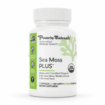 Power by Naturals Sea Moss Plus – Organic Wildcrafted Irish Sea Moss Capsules with Bladderwrack & Burdock Root – Seamoss Superfood for Immune Support, Thyroid Health & Digestion – 120 Vegan Capsules