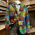 thumbnail image 5 of ZHOGXU Men's Corduroy Blazers Long Sleeve Lapel Color Block Printed Comfortable Fashion Suit Jacket Top For Stage Performance And Party,Multicolour,Xxxxl, 5 of 5