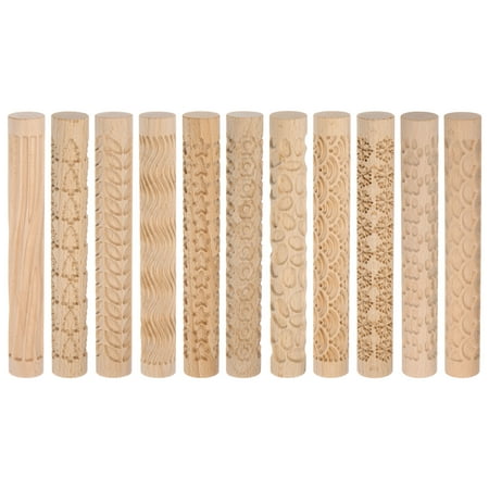 

11pcs Wood Clay Roller 15cm Wooden Pottery Tools Wood Grain Texture