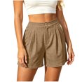 thumbnail image 2 of DYTTDG Women's High Waisted Pleated Shorts | Casual Elastic Waist Button & Zipper Closure with Side Pockets, Loose Fit Summer Shorts, 2 of 8