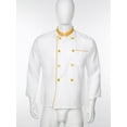 thumbnail image 3 of vastwit Mens Womens Professional Chef Jacket Long Sleeves Stand Collar Kitchen Work Uniforms Bakery Shirts Top Yellow M, 3 of 7