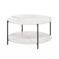 thumbnail image 1 of Furinno Besi Table Basse Ronde Moderne à 2 Niveaux avec Pieds en Métal Robustes, Marbre Blanc/noir, 1 of 5